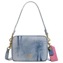 COACH Carey 22 Auksinės raidės Denim Crossbody Pečių krepšys Mažas moteriškas Šviesiai indigo mėlyna