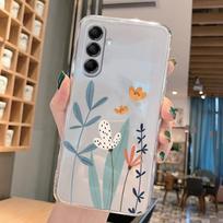 For Samsung Galaxy F23 M23 M14 M13 M34 M54 M15 M55 5G F15 C55 F55 Flowers And Plants Mini MatteShockproof Protective Clear Cover Samsung F23 5G