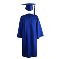 Kutais papuoštas akademinis kepurės ir skraistės komplektas, vienspalvis, skirtas absolventams, unisex 48 karališkos mėlynos spalvos