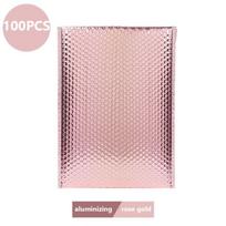 100PCS Holographic Mailer Laser Bubble Mailers Padded Envelopes packaging bags for business bubble mailers shipping packaging (rose gold,13*15cm) rožinio aukso spalvos