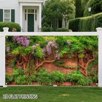 2D Southern Style Home Yard Backdrop with Wisteria-Covered Fence 47.2x31.5inch/120*80cm