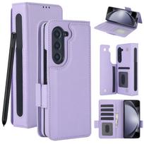 Case for Samsung Galaxy Z Fold 4 PU leather , with card slots and S Pen compartment violetinė