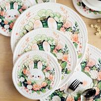 3pcs Green Rabbit Round Thermal Insulation, Kitchen Accessories,Pad Retro Home Dining Pad Thermal Insulation Pot Pad Cute Cotton Tray Pad 18cmx1,24cmx1,30cmx1pc