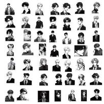 60 Black and White Boys' Avatars Graffiti Stickers Guitar Notebook Suitcase DIY Waterproof Stickers