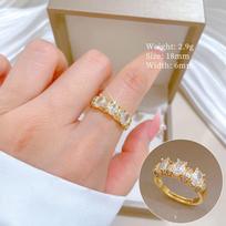 Real Gold Light Luxury Full Diamond Personalized Ring Opening Adjustable Simple Jewelry Japanese Ring Couple Ring adjustable opening