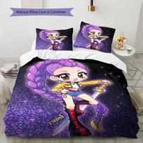 Kpop Demon Hunters Pattern Bedding,Quilt Set Quilt Cover Pillowcase Home Birthday Gift (1 * duvet cover + 2 * pillowcase, without core) 135x200cm