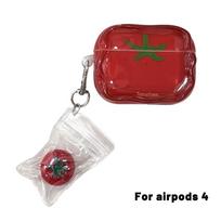 Creative Transparent Red Apple/Tomato Shape Airpods pro 2/1 Earphone Case Drop-proof TPU Soft Cover for AirPods 1 or 2 3 4 Pro