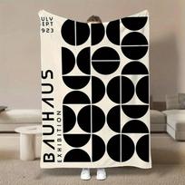 Bauhaus Geometric Exhibition Throw Blanket, Soft Cozy Flannel Blanket for Couch Sofa Bed, Mid-Century Modern Art Lover Gift 75x90cm