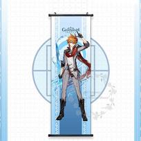 Impact Genshin Scroll Hanging Painting Anime Character Bedroom Decoration Painting Comic Exhibition Two-Dimensional Poster 30x90cm