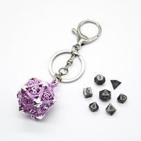 1 Set 20-sided Hollow Metal Dice Keychain DND Polyhedral Dice Keychain  Hangings Ornaments Style 10