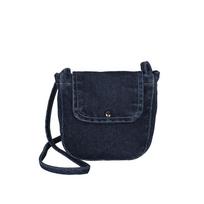 Fashi Y2K Solid Color Denim Crossbody Bags  Casual Small Sling Bags for Women Simple Flap Butt Mini Shoulder Bag mėlyna