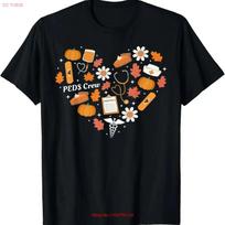 PEDS Crew Nurse Fall Heart Pediatric Pumpkin Thanksgiving T Shirt for Dad vintage Washed designer clothes Stylish Versatile S įvairiaspalvis