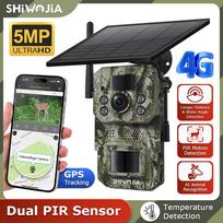 SHIWOJIA 5MP 4G SIM Solar Trail with GPS Outdoor Dual PIR Sensor Night Vision Hunting Camera for Wildlife Monitoring CAM United Arab Emirates rami spalva