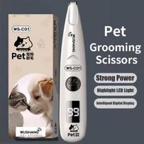 Pet Dog Electric Groomer Trimmer with LED Light Waterproof Pet Foot Hair Trimmer Low Noise Cat Dog Face Foot Ear Hip Paw Shaver balta