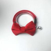 Popular new cute velvet pet collar bow bell style adjustable multi-color cat and dog accessories raudona