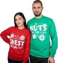Christmas Matching Long Sleeve Shirts Green Red Mens Womens Funny Chestnuts Funny Tees S įvairiaspalvis