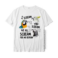 I Scream You Scream Funny Parrot T-Shirt Cotton Hip Hop Tops & Tees Plain Men Tshirts Summer S įvairiaspalvis