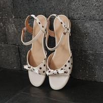 Krazing Pot Microfiber Low Heels Polka dot decoration European Design Buckle Straps Summer Size 43 Size 42  Women Sandals 34 dramblio kaulas