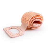 Long Strip Silicone Back Scrubber Towel Extended Foldable Bath Scrubber Belt Double-sided with Double Handle Back Exfoliator rožinė