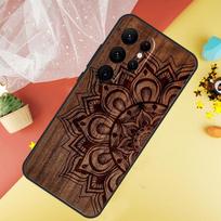 Mandala Floral Wood Phone Case For Samsung Galaxy S25 S24 S21 S20 S22 S23 Ultra S9 S10 Plus S25 FE Cover Coque For Galaxy S9