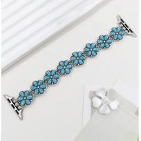 Turquoise Flower Bracelet Smartwatch Strap for Apple Watch 38-49mm All Series 20mm mėlyna