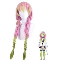 Japanese Anime Character Mitsuri Kanroji Cosplay Kimono Wig Set, Sexy Women's Costume For Adults And Kids Halloween Outfit 140CM