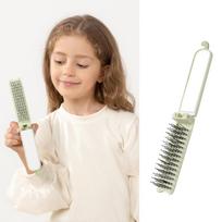 Mini Anti-Static Hair Brush Folding Massage Comb Head Massage Portable Travel Home Hair Brush Girl Hair Combs With Mirror žalia