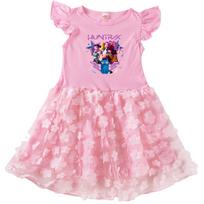 4130 Kids Girls Rumi Zoey Mira Print Lovely Flower Applique Dress 100cm rožinė