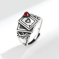 Minimalist Hong Kong Ace Of Hearts Poker Ring Unique Niche Design Fashionable Personality Statement Band For Women opening adjustable