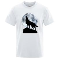 Funny Wolf Clothes Mens Comfortable Street T-Shirt Summer 100% Cotton Oversize T-Shirt Personality Anti-Wrinkle T Shirts S įvairiaspalvis