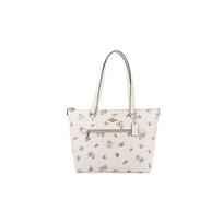 COACH Gallery Dandelion Print Leather Shoulder Bag Medium Women White balta