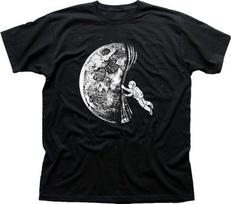 Spaceman on the Moon Nasa black t-shirt 9366 S įvairiaspalvis