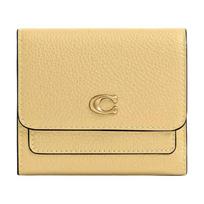 COACH Mila 11 Tri-Fold Polished Pebble Leather Wallet Small Women's Vanilla vanilla yellow geltona