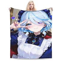 Furina Genshin Impact Cartoon Game Blanket  Warm Soft Funny Plush Bedding Throws For Living Room Flannel Bedspread Bed Cover 75x90cm
