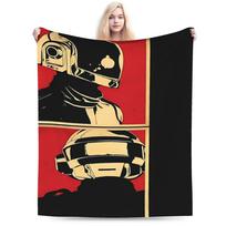 France Band D-Daft P-Punk Warm Blanket  Airplane Travel Plush Throw Blanket Fashion Living Room Flannel Bedspread Sofa Bed Cover 75x90cm