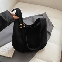 Moteriška didelės talpos PU odinė peties rankinė Žiemos naujos mados Retro Hobo rankinė Prabangaus prekės ženklo dizainerio rankinės 34x10x40cm juoda