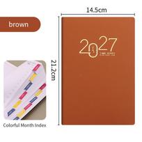 High Quality A5 2027 Planner with Monthly&Weekly Plan Pages Efficiency Agenda Book English English Planner School Office šviesiai ruda spalva
