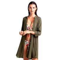 Cover up Tunikos paplūdimio spausdinimui Poliesterio ilgas bikinis Cover up Robe de Plage Sarong Beach Wrap maudymosi kostiumėlis Cover up One Size antikvarinės bronzos spalvos