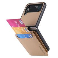 Apsaugos nuo kritimo kortelės laikiklio odinis dėklas, skirtas Samsung Galaxy Z Flip 4 Flip4 5g Flip3 Flip5 Zflip3 Flip 5 3 Mobiliojo telefono maišelio dangtelis for Samsung Z Flip 4 chaki