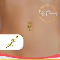 KODY PIERCING 18k geltonu auksu dengta salamandro bamba su inkrustuotais cirkoniais