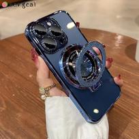 Skirta Reno 12F Realme 12 11 10 9 Pro Plus C67 V25 11X 9i Narzo 50A 50i Blizganti magnetinė laikiklio stovas dėklas Paprastas smūgiams atsparus skaidrus Realme 12 Pro Plus mėlyna