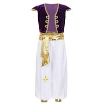 Vaikų berniukų arabų princo kostiumai, kepuraitė, rankovės, liemenė, liemenė su kelnėmis Helovino karnavalo Cosplay teminiam vakarėliui 3-4 Years violetinė