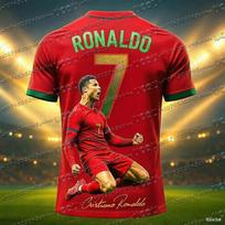 Futbolo marškinėliai 3D spausdinti Nr.7 Ronaldo Berniukams Mergaitėms Treniruotėms Vaikams Sportiniai Kvėpuojantys Trumpomis Rankovėmis Vaikų T-shirt 100 red