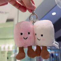 Enjoyable Two Marshmallow Keychain Cotton Candy Tone Adorable Gentle Two Tone Keychain Pouch Pendant Accessories Dolls Pendant Xmas Gifts