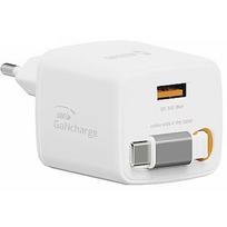 Swissten SlideCHARGE Power Charger GaN 30W USB-A 18W With retractable USB-C cable 0.75m white 22070203