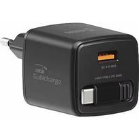 Swissten SlideCHARGE Power Charger GaN 30W USB-A 18W With retractable USB-C cable 0.75m black 22070202
