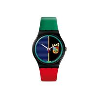 Swatch New Gent Kvarcinis Laikrodis 41Mm Juodas Ciferblatas Plastikinis Korpusas Silikoninis Dirželis Unisex Laikrodžiai SUOB169 Red Green blue
