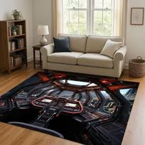 3D Spacecraft Aircraft Cockpit Dashboard Living Room Non-Slip Area Rug Carpet for Bedroom Kids Playroom Sofa,Home Decor Doormat 40x60cm( 15x23in )