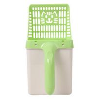 Cat Litter Scoop with Bag Holder Mess-Free Kitty Litter Box Sifter with Refill Bags Spill-Proof Cat Poop Scooper for Easy One-Handed Cleaning žalia