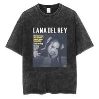 s Singer Lana Del Rey Washed TShirt Harajuku Men Women Retro ShortSleeve Fashion TShirts Oversized Cotton Tees Streetwear S
